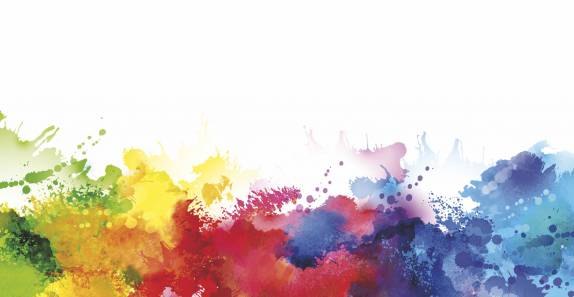 Farbband mit Farbklecksen in Regenbogen